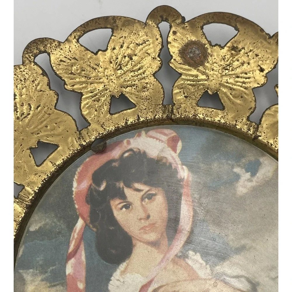 Vtg Butterfly Mini Portrait Wall Decor Brass Set Of 4 Made In England Victorian